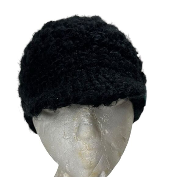 DC Shoes Jora Hat Chunky Crochet Brim Beanie Retro Skater Boho Indie Newsboy Cap - Picture 2 of 6